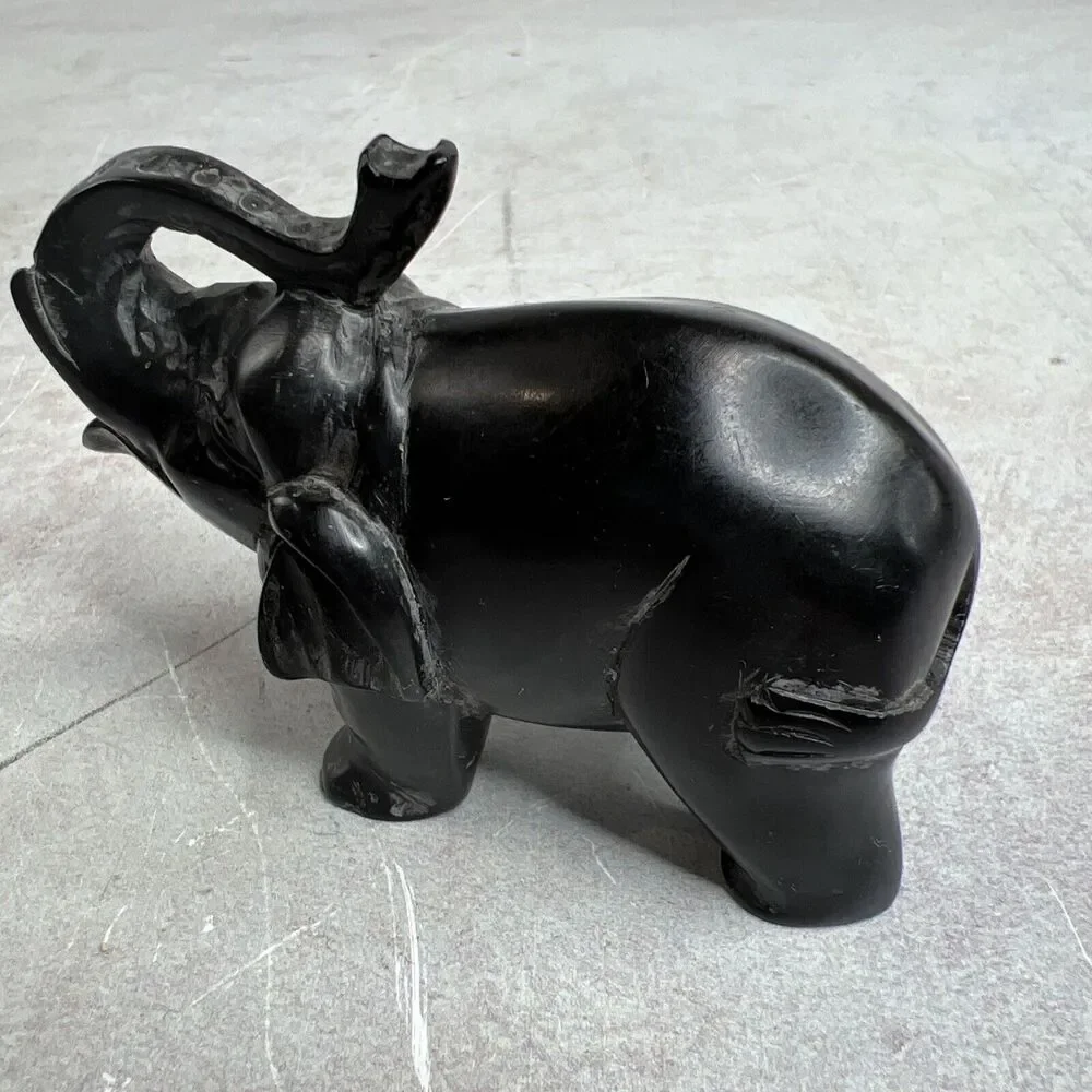 Small Black Natural‎ Stone Elephant